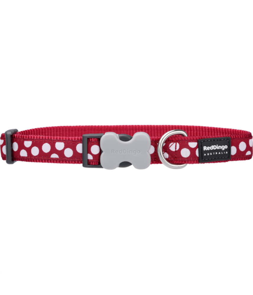 Dog Collar White Spots on Red 