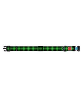 Dog Collar WAUDOG Nylon with pattern - Green Plaid
