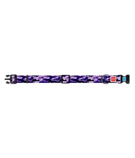 Dog Collar WAUDOG Nylon with pattern - Purple Camo