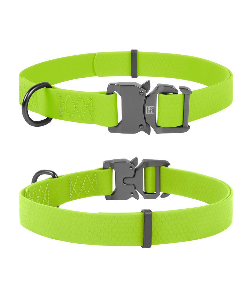 Dog Collar WAUDOG Waterproof, soft and durable, fastex buckle. LIME GREEN