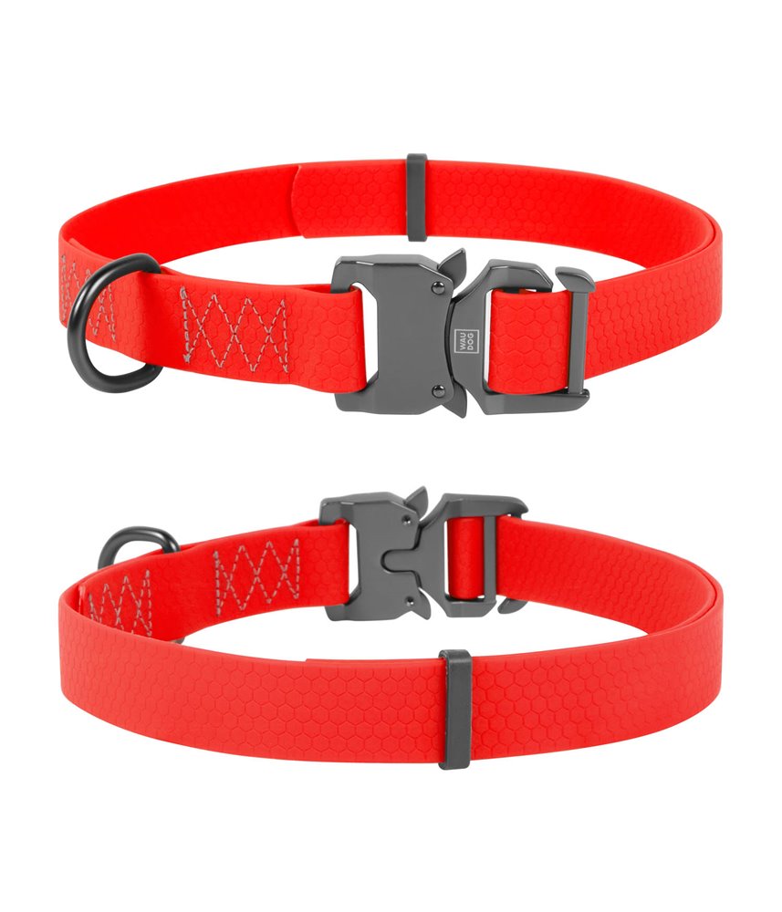 Dog Collar WAUDOG Waterproof, soft and durable, fastex buckle. RED