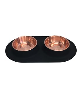 Double Silicone Feeder with Cooper Stainless Bowl
