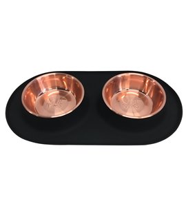 Double Silicone Feeder with Cooper Stainless Bowl